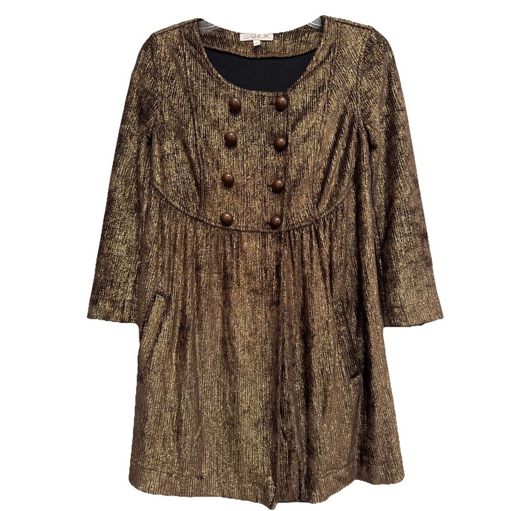 LaROK XS‎ Gold Double Buttons Button Jacket Top LS